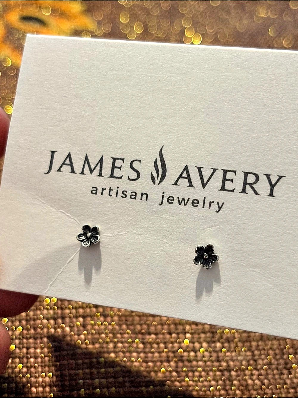 James Avery Mini Flower Studs Earrings Black & Silver